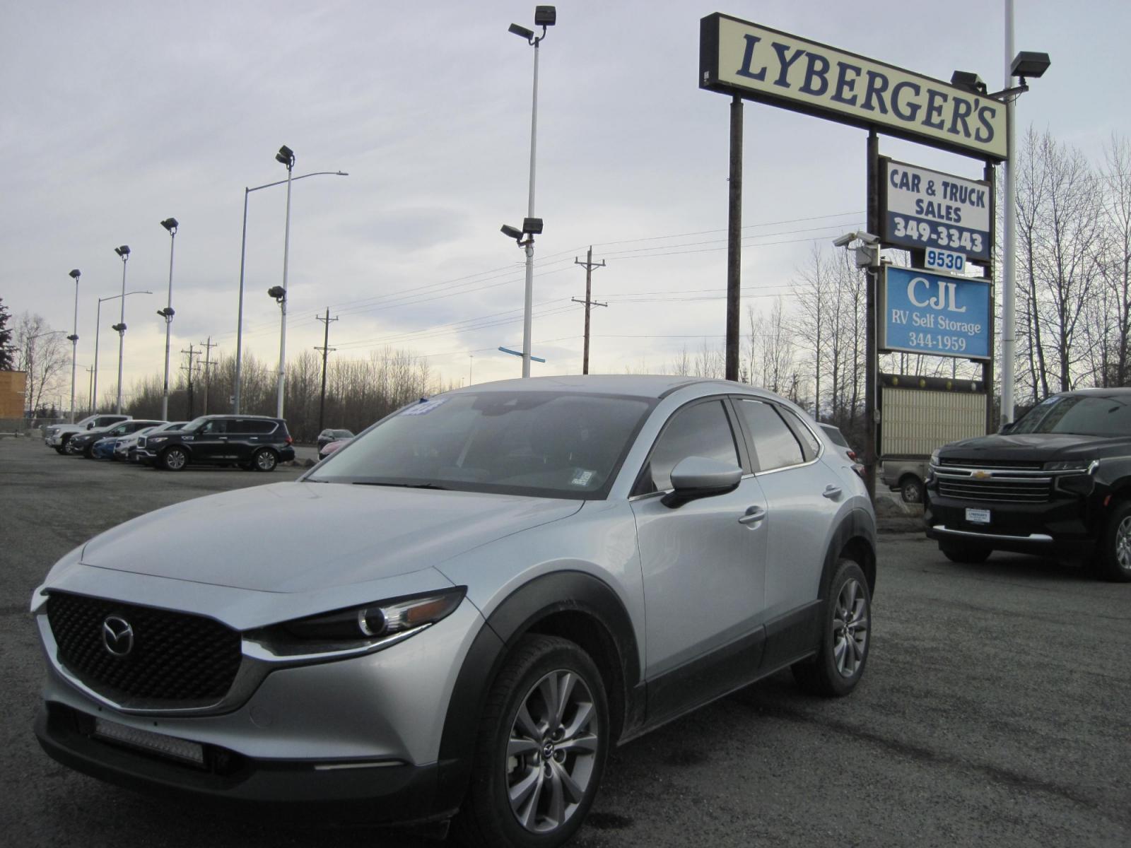 2021 silver /black Mazda CX-30 select AWD (3MVDMBBL3MM) with an 2.5L L4 DOHC 16V engine, 6A transmission, located at 9530 Old Seward Highway, Anchorage, AK, 99515, (907) 349-3343, 61.134140, -149.865570 - Photo #1